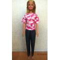 Barbie doll's denim jeans with pink butterfly print T-shirt