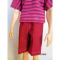 Ken doll's shorts and T-shirt - pink/maroon