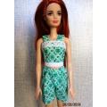 Barbie doll's shorts and strap top - green