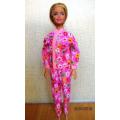 Barbie doll's winter pyjamas - pink floral