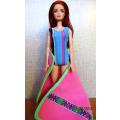Barbie doll's bathing costume and beach towel - blue stripe