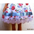 Barbie doll's dress and panties - red rose with blue ribbon