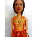 Barbie doll's party dress - orange and gold