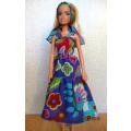 Barbie doll's tiered long dress with head band