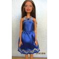 Barbie doll's party dress with necklace - blue and silver