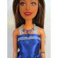 Barbie doll's party dress with necklace - blue and silver