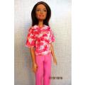 Barbie doll's fitted pink pants + pink print T-shirt