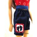 Barbie doll's shorts and strap top - navy and red