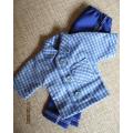 Ken doll's pants and shirt with collar - blue check