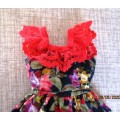 Barbie doll's dress - black rose / red lace