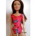 Barbie doll's bathing costume and towel - orange floral