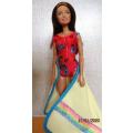 Barbie doll's bathing costume and towel - orange floral
