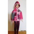 Barbie doll's winter set - pink/grape