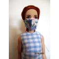 Barbie doll's dress -blue check pleated skirt
