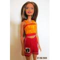 Barbie doll`s shorts and top set - red and yellow