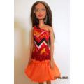 Barbie doll's one shoulder dress - orange