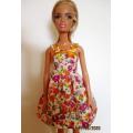 Barbie doll's summer dress - yellow/grape