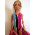 Barbie bathing costume and beach towel - blue stripe