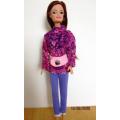 Barbie doll`s leggings and long tee with belt - pink and purple
