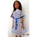 Barbie doll`s short sleeved dress - blue flower print
