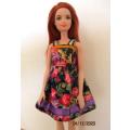 Barbie doll`s dress - black/red rose