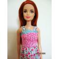 Barbie doll`s long tiered dress - pink and turquoise