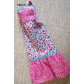 Barbie doll`s long tiered dress - pink and turquoise