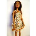 Barbie doll`s dress - orange/gold butterfly
