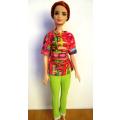 Barbie doll`s long tee with leggings and belt - lime green