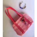 Barbie doll`s shopping bag and necklace - light pink
