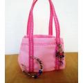 Barbie doll`s shopping bag and necklace - light pink