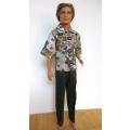 Ken doll`s pants and shirt with collar - green/brown