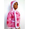 Barbie doll`s fleece hoodie - pink star