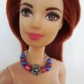 Barbie doll`s shopping bag and necklace set - denim/pink
