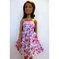 Barbie doll`s dress and pantie set - pink  print