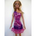 Barbie doll`s single shoulder dress - pink frill