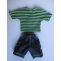 Ken doll`s shorts and t-shirt - denim/lime green