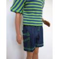 Ken doll`s shorts and t-shirt - denim/lime green