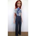Barbie doll`s fitted jeans and top - blue swirl