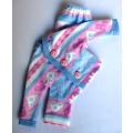 Barbie doll`s winter pyjamas - pink and blue heart and snowflake