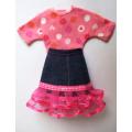 Barbie doll`s ruffled skirt and t-shirt - pink/denim
