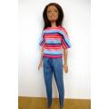 Barbie doll`s jeans and t-shirt - bright stripe