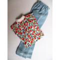Barbie doll`s jeans and top - red floral print