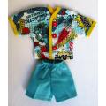 Ken doll`s summer pyjamas - robots turquoise/yellow