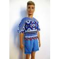 Ken doll`s shorts and print tee - blue/red/white