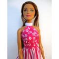 Barbie doll`s halter neck dress - pink prints