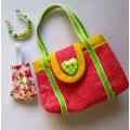 Barbie doll`s shopping bag and necklace set