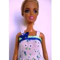 Barbie doll`s summer dress + panties - white/blue/green - butterfly