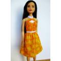 Barbie doll`s halter neck dress - yellow daisy