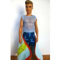 Ken doll`s beach set - swim shorts, mesh vest, beach towel